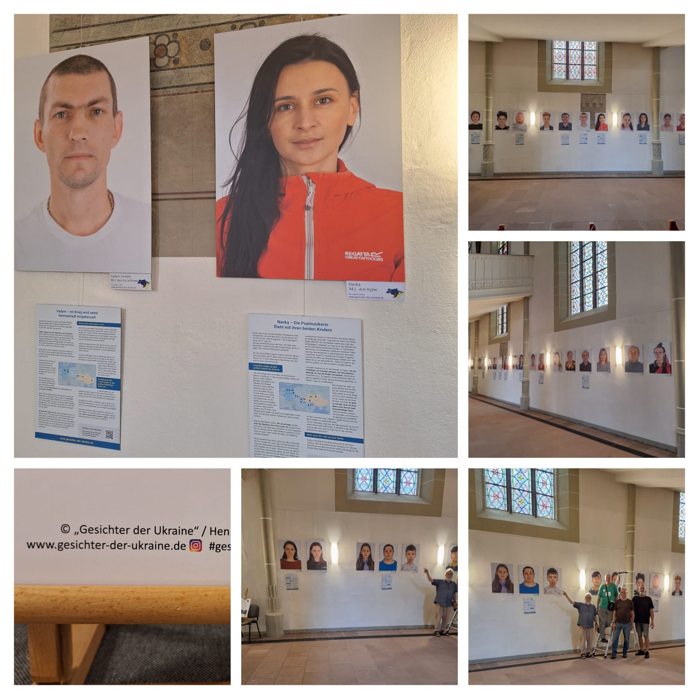 Benefitskonzert am 03.10.2024: Eine Collage von Bildern, der Fotoausstellung „Gesichter der Ukraine“.